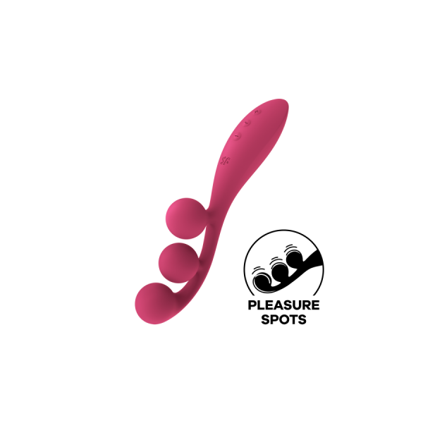 Vibromasseur triple stimulation flexible, anal, vaginale, clitoridienne Tri Ball rouge USB Satisfyer 